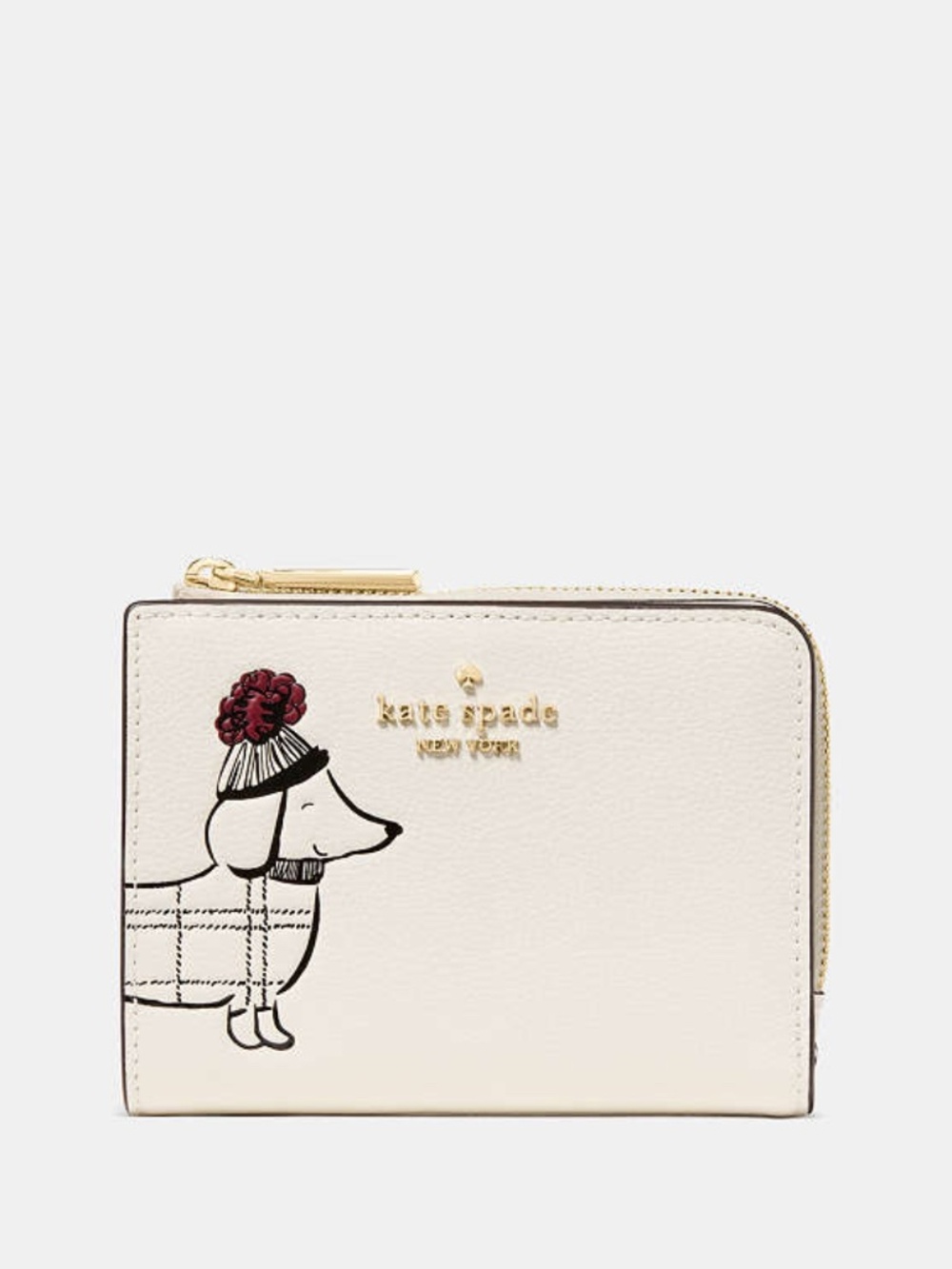 Kate Spade Charlie Dachshund Small L-zip Wallet Meringue